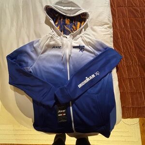 Zoom Ironman Blue and White Zip-Up Hoodie